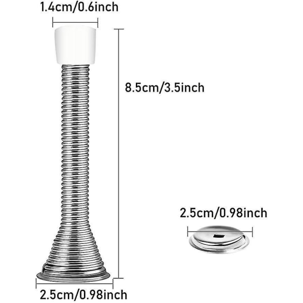 5 stk Spring Dørstoppere Vægmonteret Metal Lange Sølv Dørstoppere