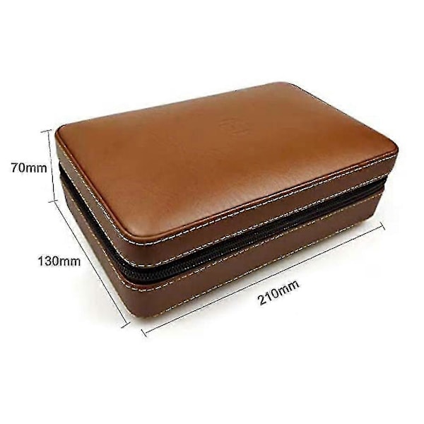 Læder Rejse Cigar Humidor Etui, Bærbar, Til 4 Cigarer