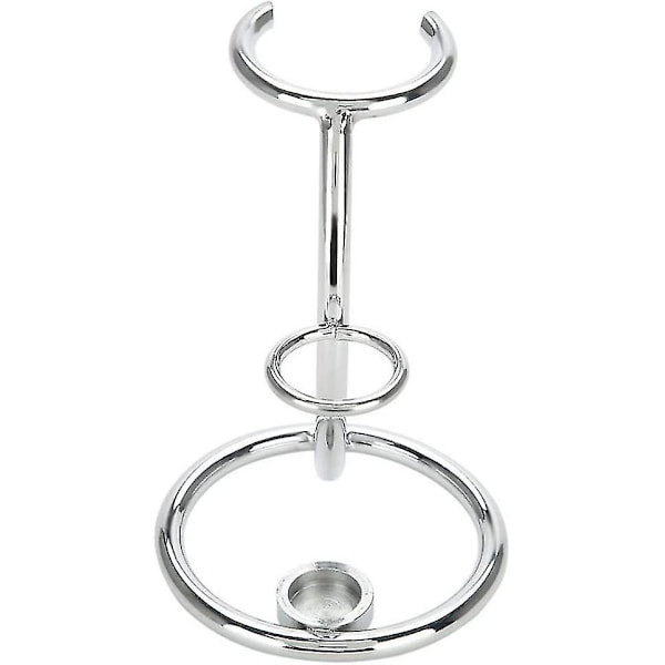 Stativ for barberkost og barberhøvel i metall, universal, for skjeggkost, profesjonelt barbersett, arrangør for menn (sølv) (1 stk)