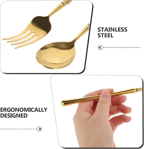 2 stk. bestiksæt i rustfrit stål, madbestik, ergonomisk