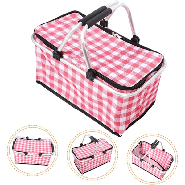 Picknickkylväska med dragkedja, isolerad picknickkorg för lunch, portabel bentoväska
