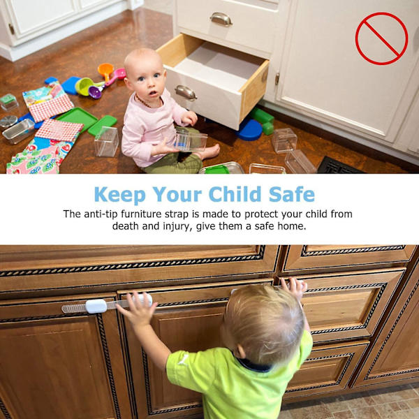 Barnebeskyttelseslåser, Tinabless Baby Safety Locks med Justerbar Stropp, 3m Lim og Låsesystem