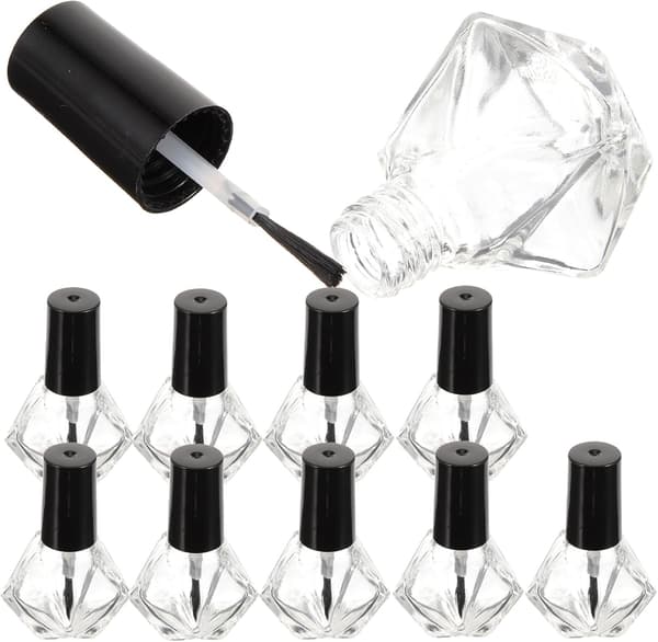 10 st 7 ml tomma nagellacksflaskor med borste påfyllningsbara små glasbehållare bärbar nagellacksförvaring