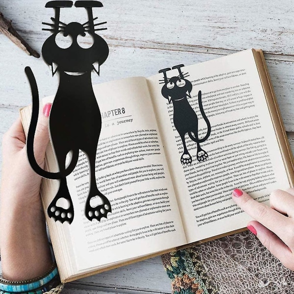 Black Kitten Cat muoviset kirjanmerkit Luovat ontot kissan kirjanmerkit Ihanat kestävät 3D eläinkirjanmerkit lukijalle, naiselle ja lapsille (musta) (5 kpl)