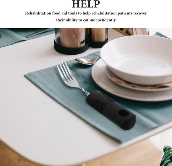 Ristegaffel for eldre funksjonshemmede pasienter, tilpasset bestikk, vinklet fôringsdesign, behagelig å holde