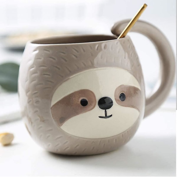 Novelty Sloth kaffemugg, söt resemugg, djurkopp, tecknad 3d-keramisk dryck
