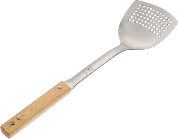 Wokspatel i rustfritt stål, stekespade, ergonomisk utformet
