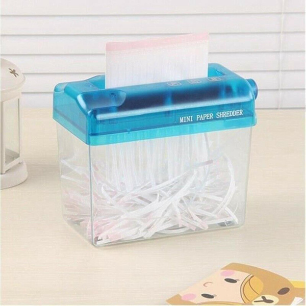 Mini Blå Shredder Crusher Papir Dokumenter Klippemaskin