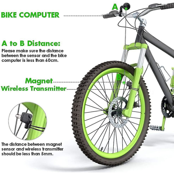 Trådløs cykelcomputer, vandtæt trådløs cykelcomputer, speedometer