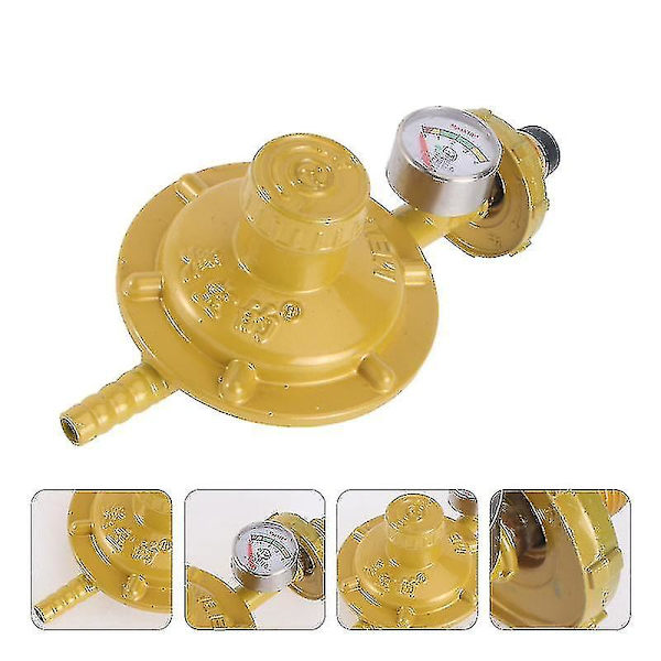 Propan Gasregulator med Trykmåler Manometer Niveauindikator til Grill Camping Kogegrej Caravan VVS (gul)