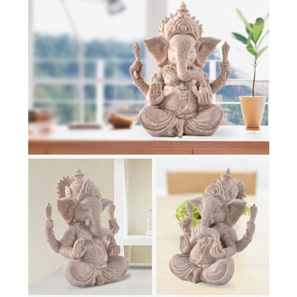 Sandstein Elefant Statue Ganesha Buddha Skulptur Statue Hindu Buddhisme Hjem Decor