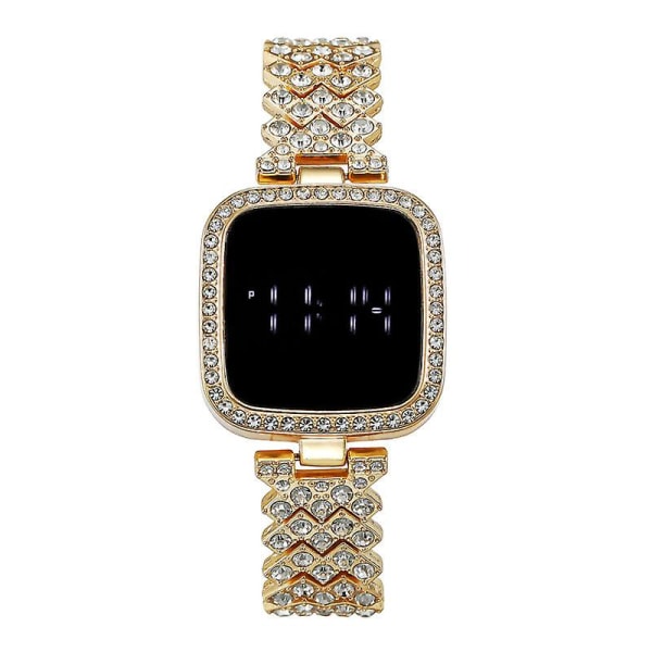 Led Touch Screen Watch Square Diamond Elektronisk Watch Light Lyx Watch Fashionable Enkel Watch Gold