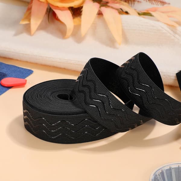 Svart 3 cm bred sklisikker silikongriper elastisk bånd, 5 meter strekkstropp