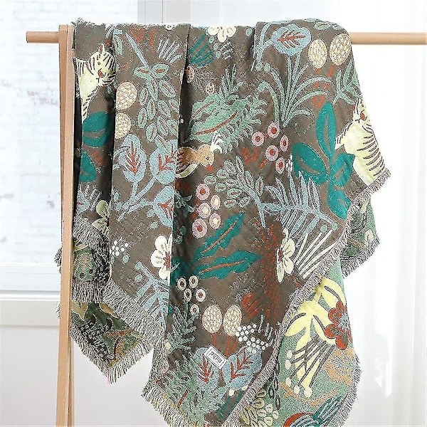 100% Bomulls Boho Takfilt Dubbelsidig Takfilt Sängkläder - Brun 150x200cm