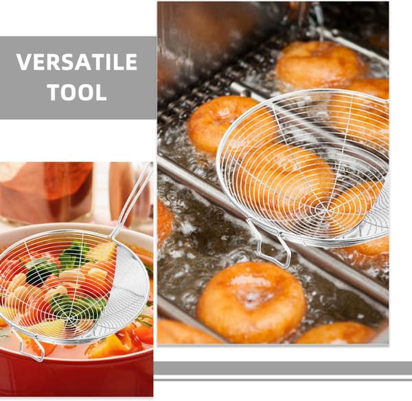 Dørslagskje for pasta og nudler med sil i rustfritt stål, bakelitt, multifunksjonell