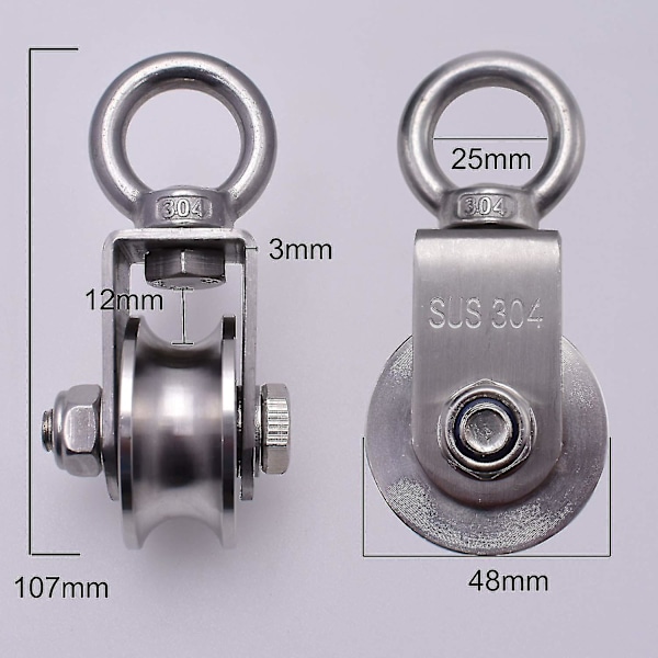 Løftetrisse 500 kg med 2 lejer, trisse til kabel, 48 mm trisse