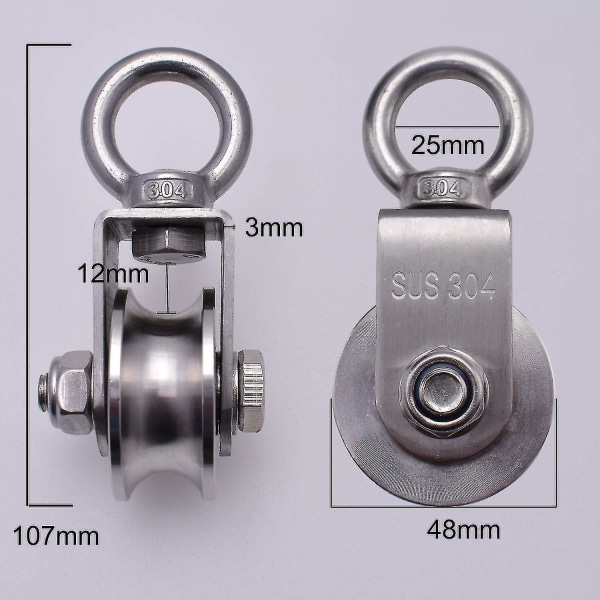 Lyftblock 500kg med 2 kullager, Block för kabel, 48mm Block