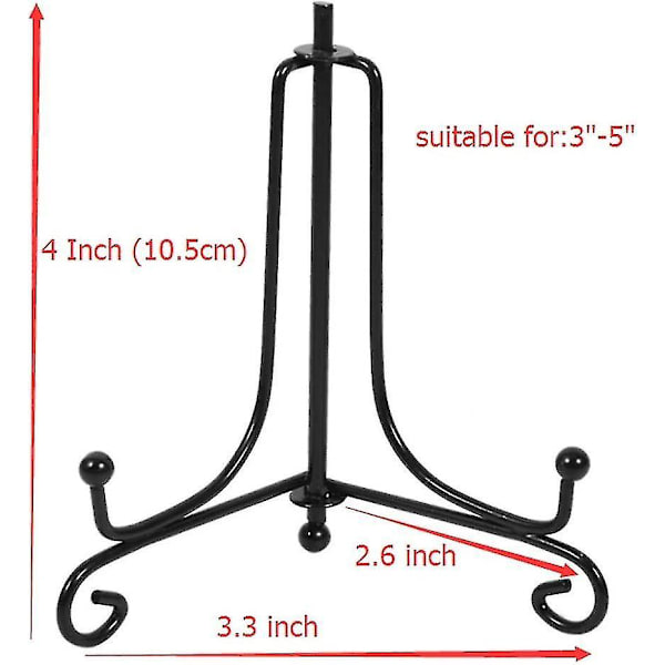 2 Pak Iron Display Stativ, Sort Jern Staffeli Plade Display Fotoholder Stativ, Viser Billedrammer, Dekorative Tallerkener, Tablets Og Kunst 4 Tommer 4 inch