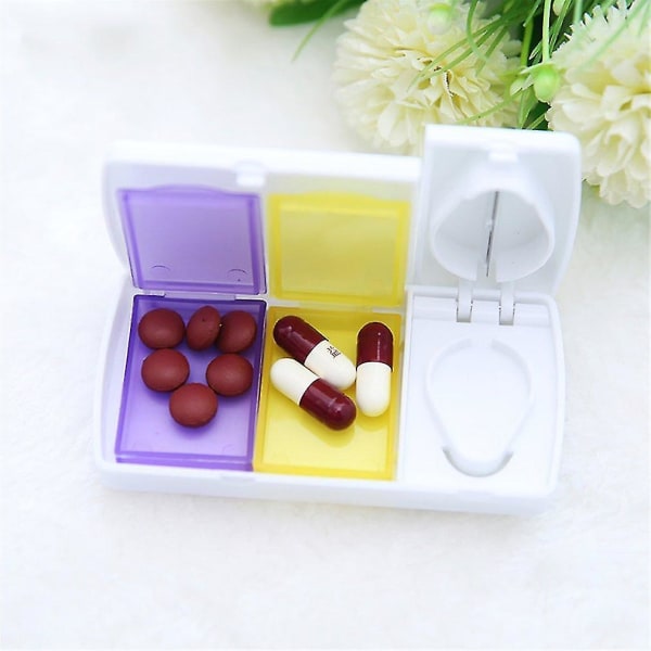 Medicine Tablet Storage Box Organizer Pill Cutter