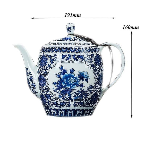 Blå og Hvid Porcelæn Glaseret Tekande Tekopper Rustfri