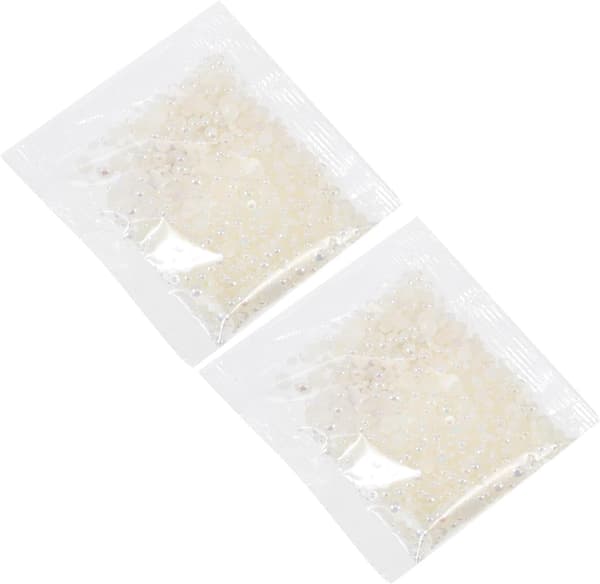 Halvcirkelformade plast-DIY-berlocker 5 mm platt botten pärlor mjölkvit 2 st