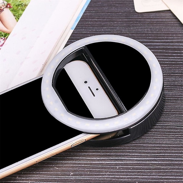 Bærbar Selfie Light Ring Clip LED Flash Light Telefon Ring