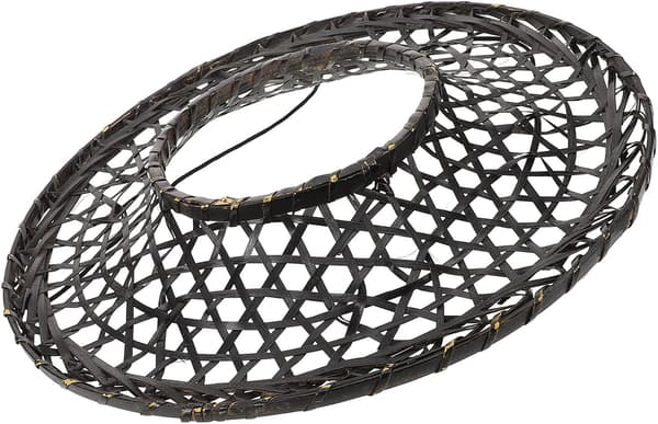 Vevd bambus samuraihatt Svart hul orientalsk kjeglehette 36 cm diameter Cosplay hodeplagg