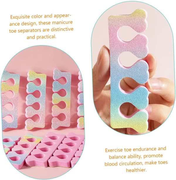 30 stk. neglekunst tåskillere hjerteformede lyserøde gradient Eva manicure pedicure separatorer