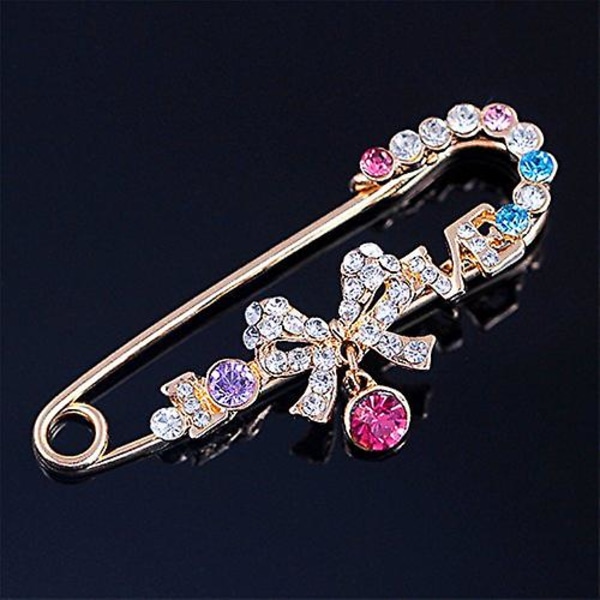 Mode Söt Brosch Nål Rosett Strass Broscher Damhatt Väska Sidenhalsduk Spänne Bröstficka Stift