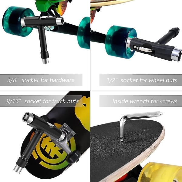 Alt-i-ett skateboardverktøy, bærbart multifunksjons skateboardverktøy