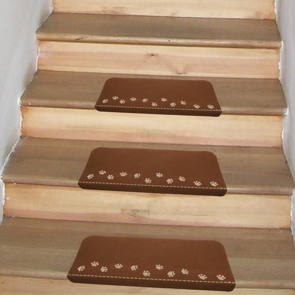 3 st Stegplatta Trappmatta 55cm Kaffe Polyesterfilt Halkfri Självlysande Tyst Design