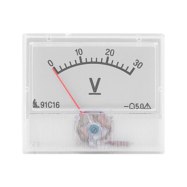 DC 0-30V Analog Kvadratisk Voltpanelmätare Voltmeter