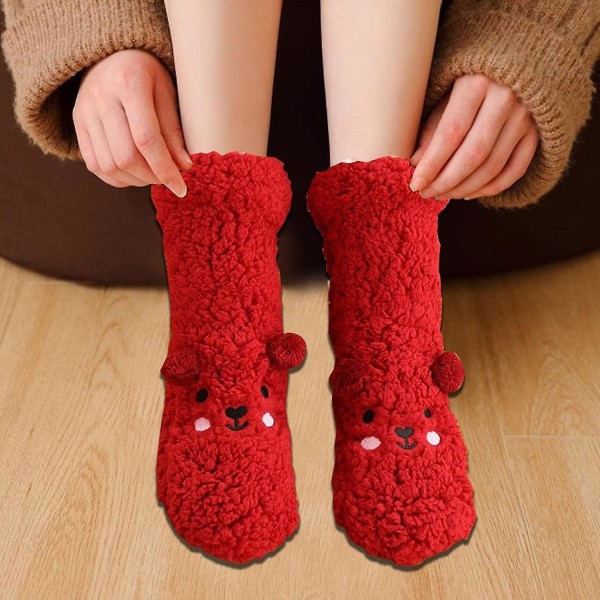Plys gulvsokker,farverige Damer Fuzzy Socks | Sokker til koldt vejr