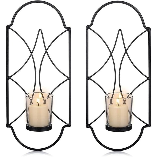 Metall Vägglampa Ljushållare Dekorativt Set 2 delar Väggmonterad Ljushållare Lamphållare