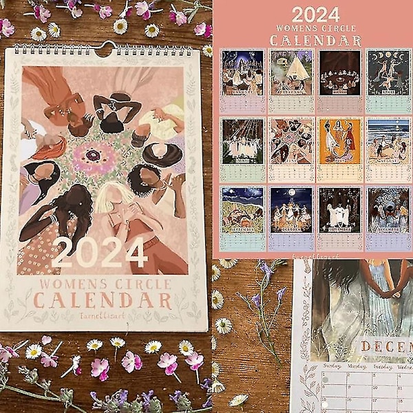 2024 Kvinnors Cirklar Kalender, Färgglada Väggkalendrar, Hängande Väggkalender Årlig Planerare, Färgglad Väggkalender