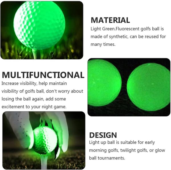 6 stk. fluorescerende golfbolde, der lyser i mørket, nattræningsbolde, bærbare lysende golfbolde