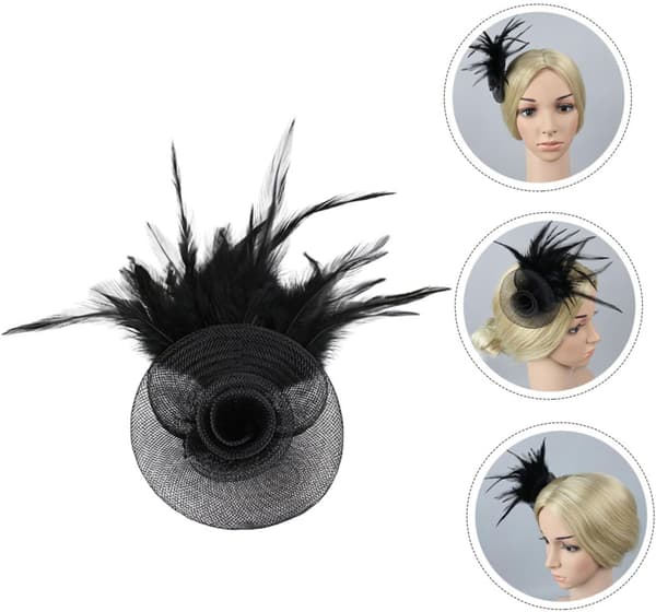 Fjær Hodeplagg for Kvinner Brud Fascinator Hatt Teselskap Hodeplagg Svart Lett Materiale