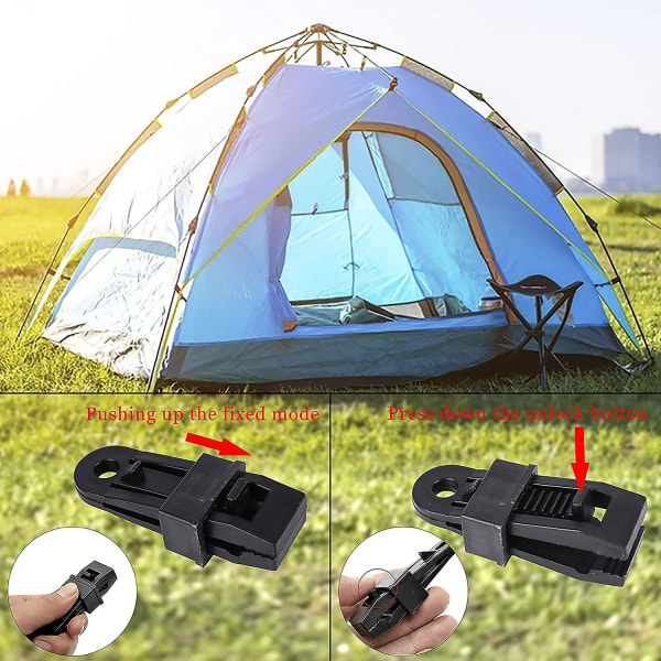 Multifunksjonell teltklemme Plast teltklemme Tarpklemme for utendørs campingaktiviteter og fotturer 12 stk