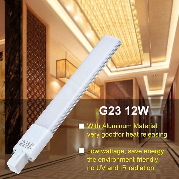 2-pack G23 LED-lampor AC 85-265v, neutral vit 4000k, 1200lm, energibesparande ljus