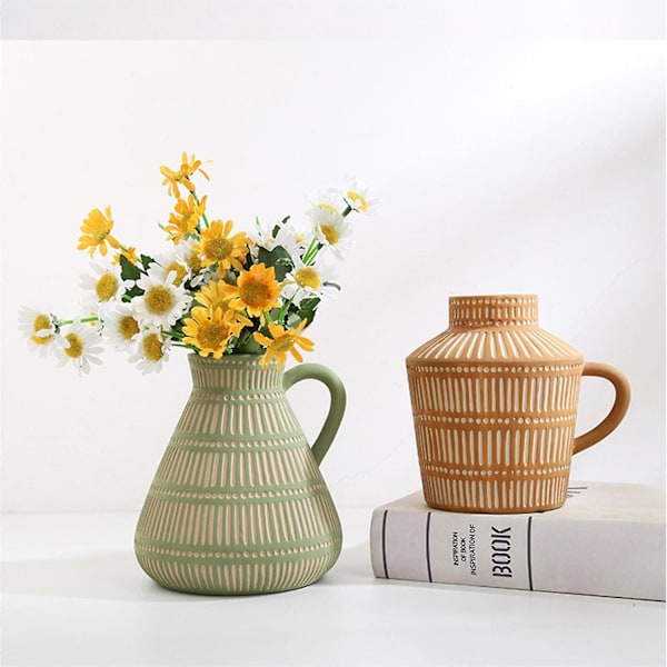 Vase Keramik Blomster Vase Håndtak Hjemmedekor Innendørs Utendørs