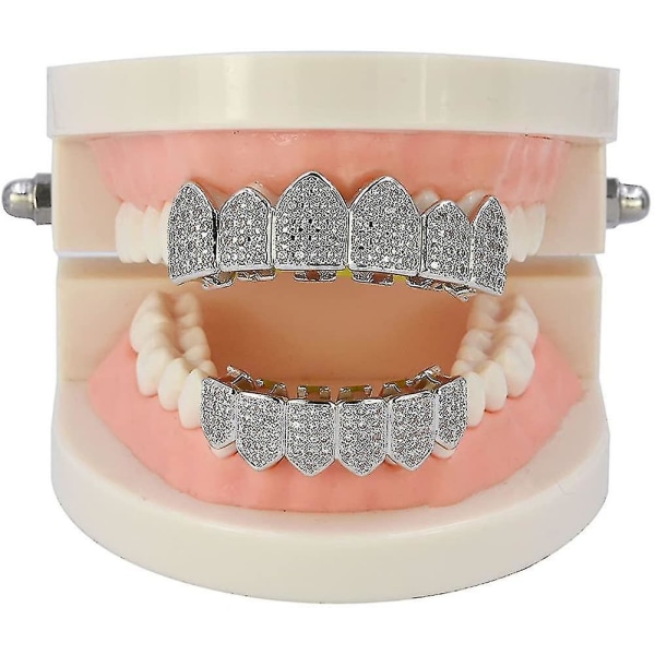 18k forgyldt Macro Pave Cz Iced-out Grillz Molding Bars inkluderet