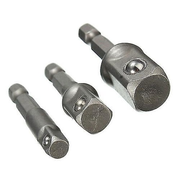 Forlængelsesborbits-stikadapter sæt Hexskaft til 1/4\" 3/8\" 1/2\" (sølv) (3 stk)