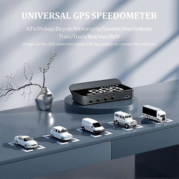 M1 Vit Vindrutesprojektion Head-Up Display, Digital GPS-hastighetsmätare med hastighet, färdriktningsfunktion, etc. Passar alla fordon (m1 Whi