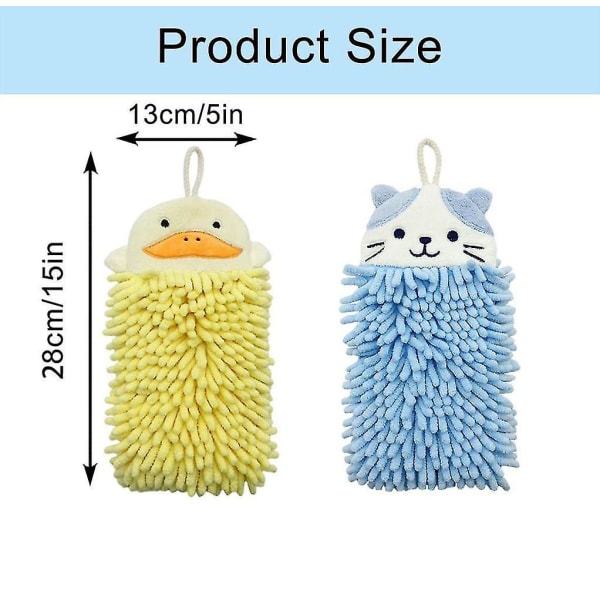 2 stk Cute Animal Håndklædesæt Plys Microfiber Hurtigttørrende