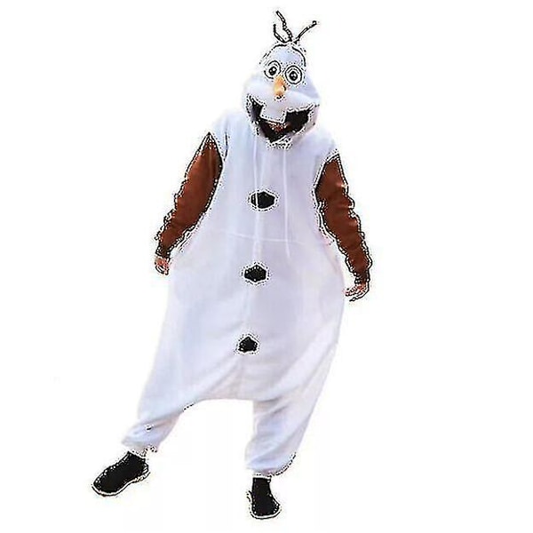 Anime Snögubbe Kostym Pyjamas Jumpsuit Vuxen Sovkläder Kläder S