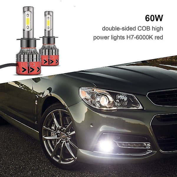 H7 Auton LED-ajovalot 12V 6000K 60W COB-siruilla Varustetut Etuvalot