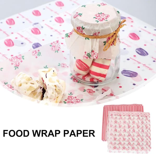 100 ark vokspapir for baking, oljetett vanntett, assorterte farger, egnet