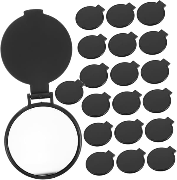20 stk. Mini foldbare kompakte spejle Sorte små runde makeupspejle