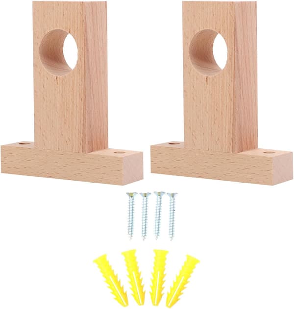 2 st trästångshållare duschdraperistångsände snygg slitstark robust beige stödfäste