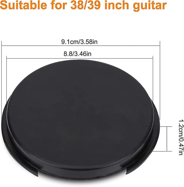 Ljudhålsöverdrag för akustisk gitarr, svart gummiblock, diameter, gitarr-dämpare, feedback-buster, ljudhålsöverdrag